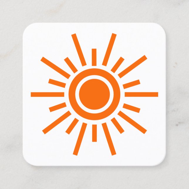 Sun Symbol 01 - Orange on White Square Business Card (Front)