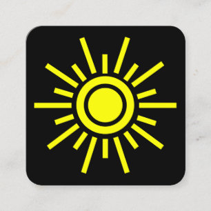 Sun Symbol 01 - Yellow on Black Square Business Card