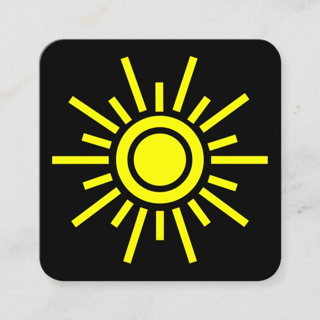 Sun Symbol 01 - Yellow on Black Square Business Card (Front)