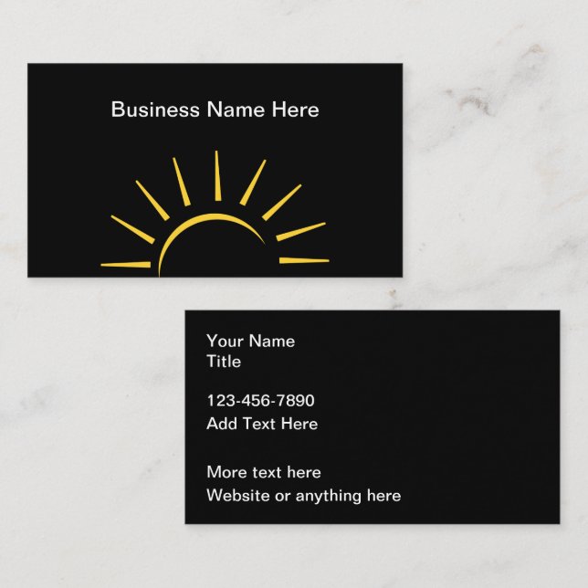 Sun Symbol Editable Business Cards (Front/Back)