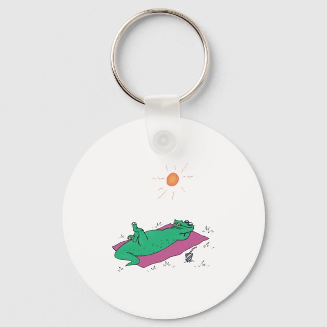 sun tanning crocodile key ring (Front)