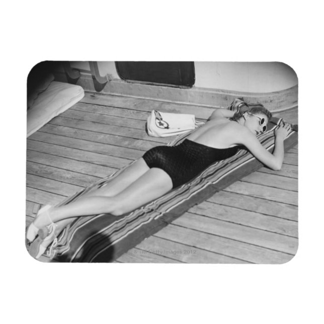 Sun Tanning Woman Magnet (Horizontal)