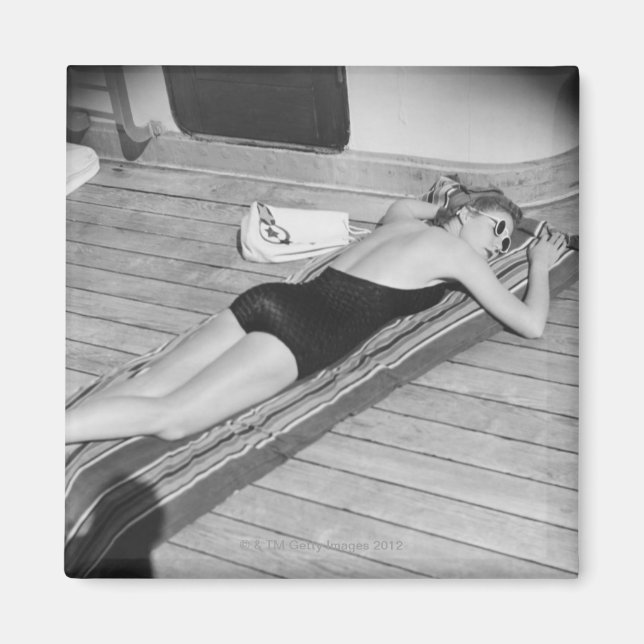 Sun Tanning Woman Magnet (Front)