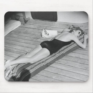 Sun Tanning Woman Mouse Mat