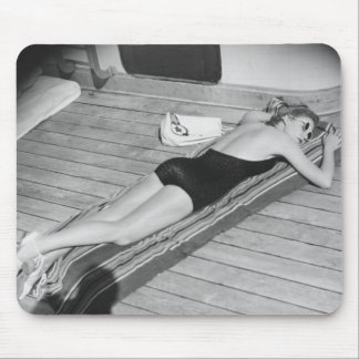Sun Tanning Woman Mouse Mat