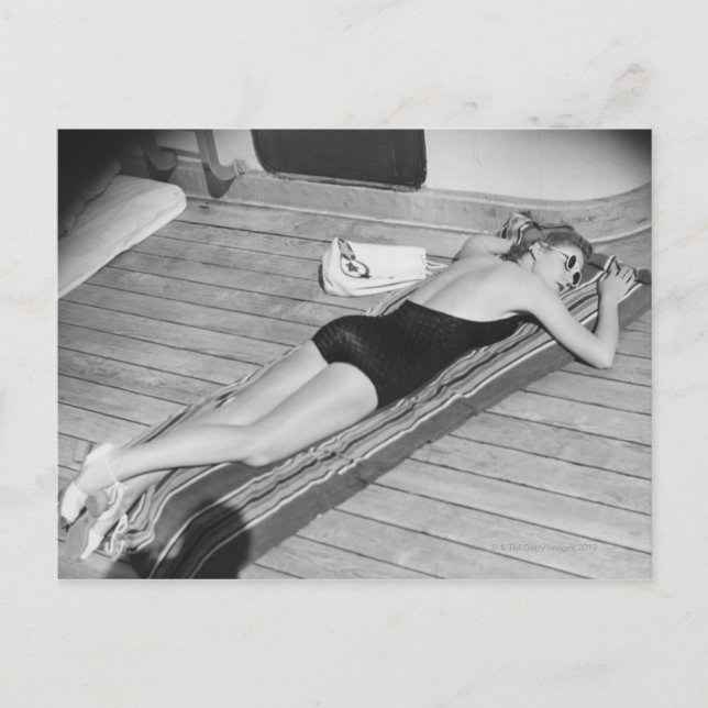 Sun Tanning Woman Postcard (Front)