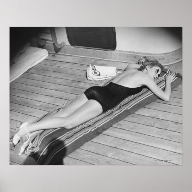 Sun Tanning Woman Poster (Front)
