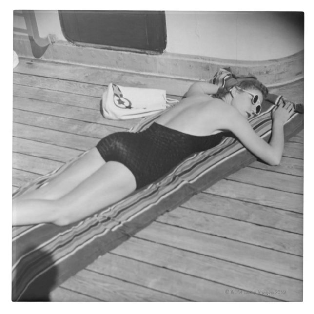 Sun Tanning Woman Tile (Front)