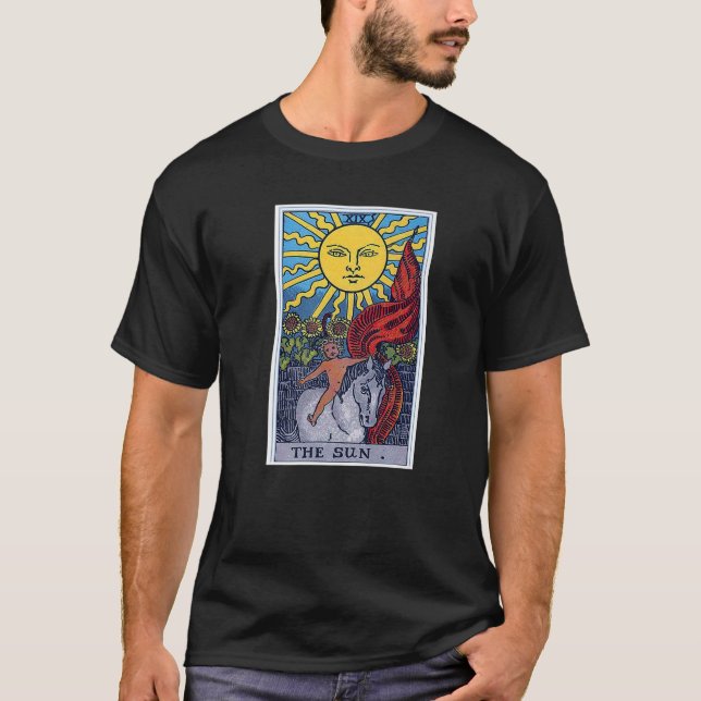 Sun Tarot Card Occult Beliefs Divination Magic T-Shirt (Front)
