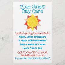 Sun theme child care flyer