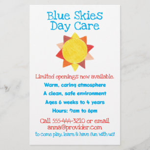Sun theme child care flyer