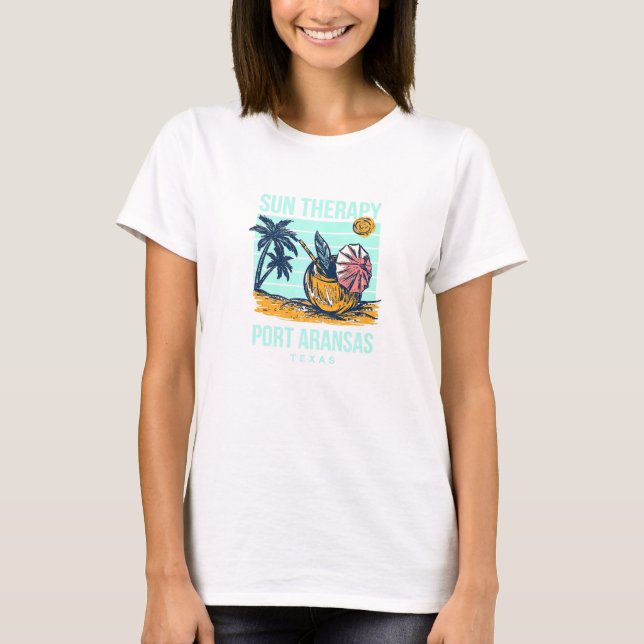 Sun Therapy Port Aransas Summer Texas Tropical Bea T-Shirt (Front)
