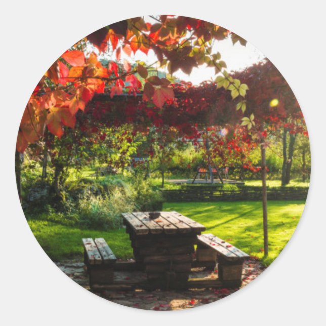 Sun through autumn leaves, Croatia Classic Round Sticker (Front)