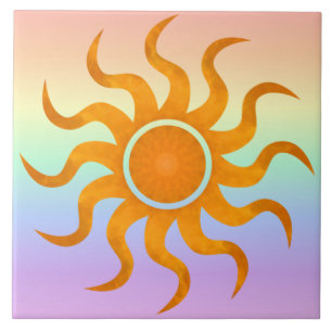 Sun Tile   Pastel Rainbow Large Sun Decorative