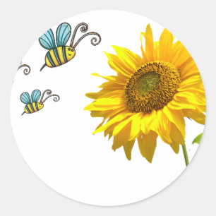 sun to flower and bees classic round sticker