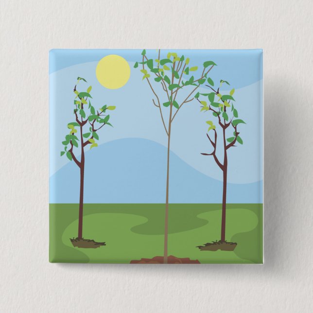 Sun & Trees - 15 Cm Square Badge (Front)