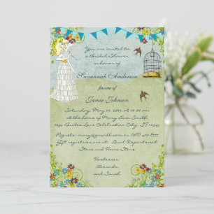 Sun Umbrella Bunting Garden Bridal Shower Invitation