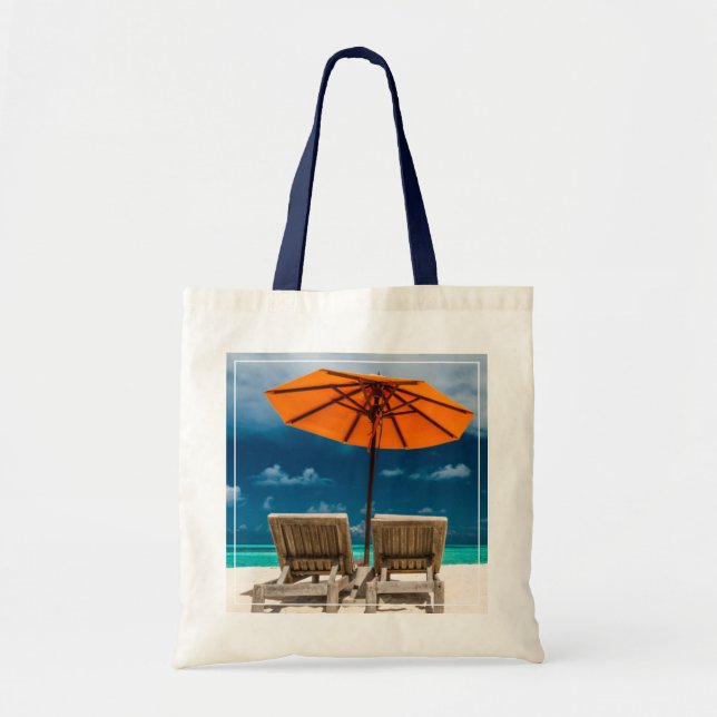 Sun Umbrella On Sandy Beach |Maldives Tote Bag (Front)