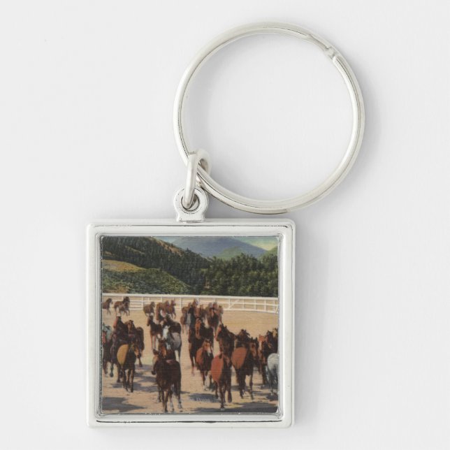 Sun Valley, ID - Wild Horse Roundup Key Ring (Front)