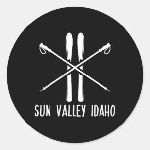 Sun Valley Idaho Ski Skiing Skis Skier Vacation Ho Classic Round Sticker