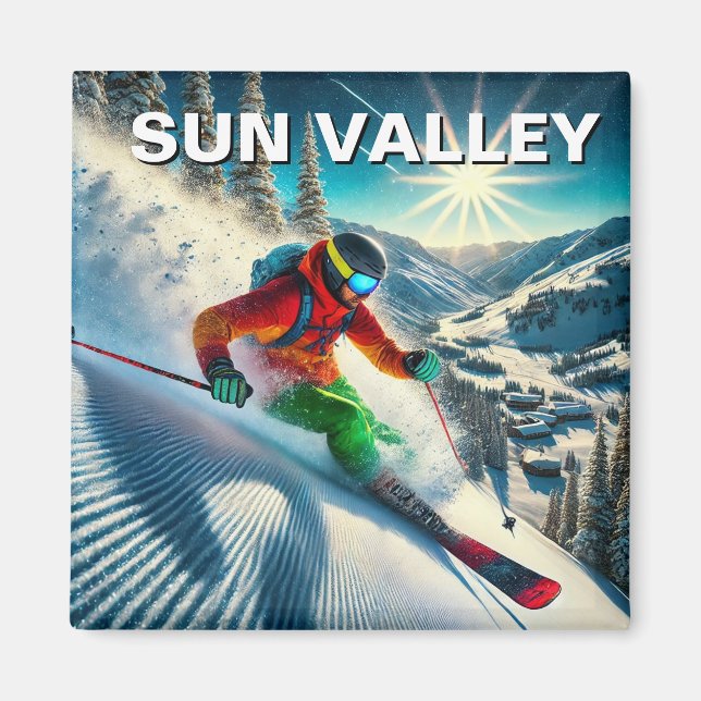 Sun Valley Idaho Skiing Skier Magnet (Front)