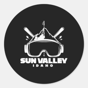 Sun Valley Idaho Souvenir Skiing Snowboarding Classic Round Sticker