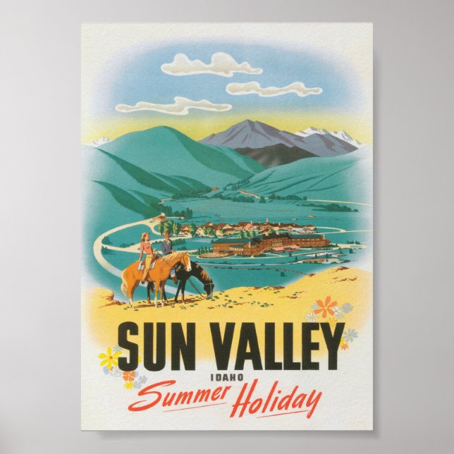 Sun Valley Idaho Summer Holiday Vintage Travel Poster (Front)