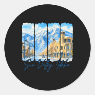 Sun Valley Idaho Traveling Brushstroke Sun Valley Classic Round Sticker