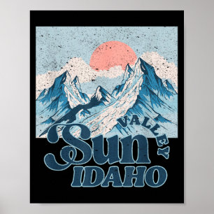 Sun valley idaho vintage snow mountain skiing poster