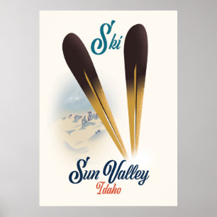 Sun Valley Idaho vintage style ski poster