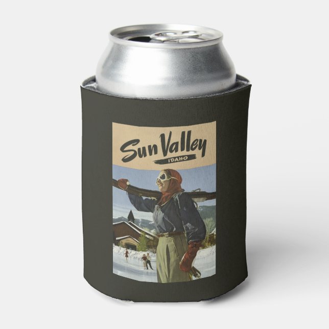 Sun Valley, Idaho Vintage Travel can cooler (Can Front)
