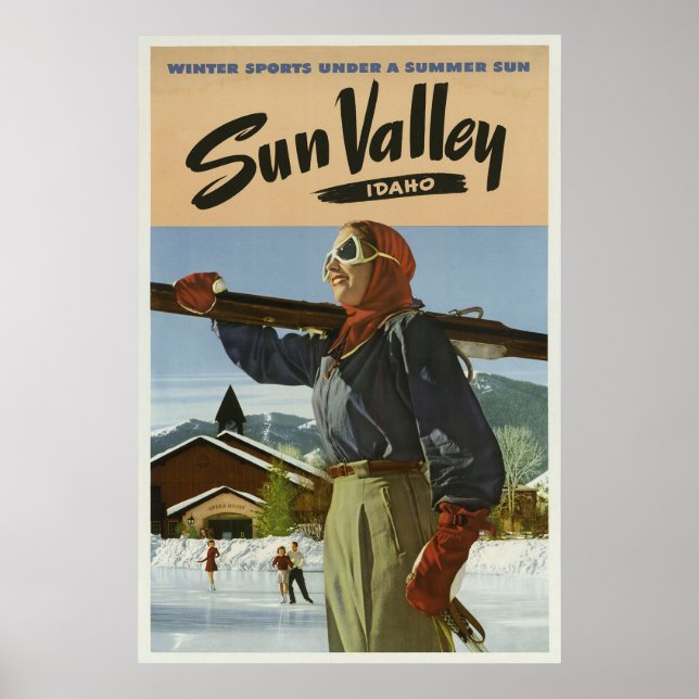 Sun Valley Idaho Winter Sports Vintage Travel Poster (Front)