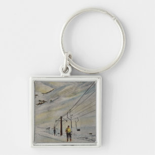 Sun Valley, IDMountain Scene, Ski Lifts in Key Ring