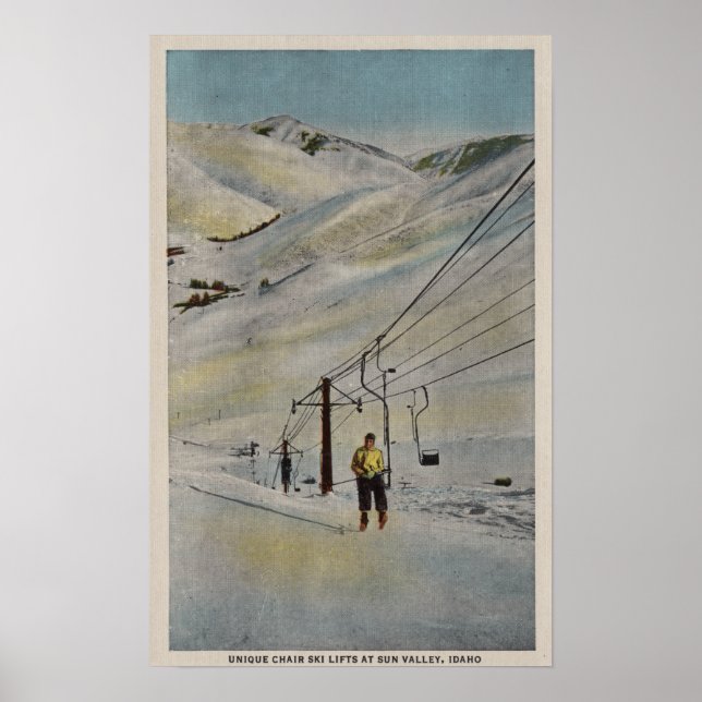 Sun Valley, IDMountain Scene, Ski Lifts in Poster (Front)