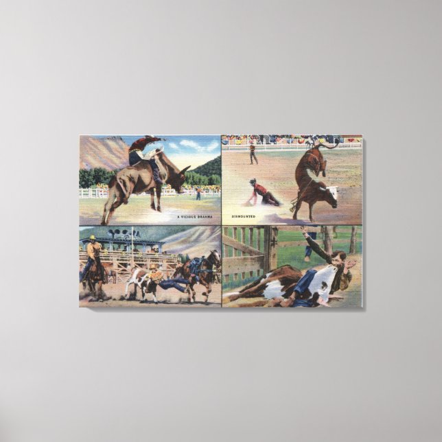 Sun Valley, IDRodeo Bull Dogging Scenes Canvas Print (Front)