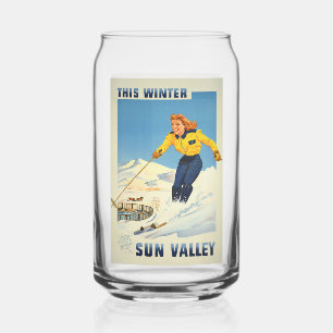 Sun Valley USA Vintage Travel Can Glass