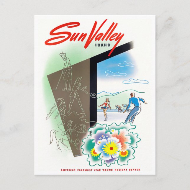 Sun Valley vintage travel postcard (Front)