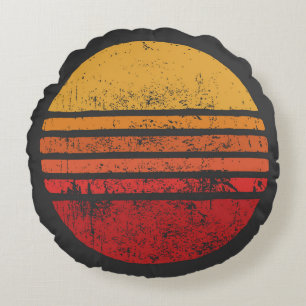 SUN Vintage Grunge Circle Illustrationsvintage, ci Round Cushion
