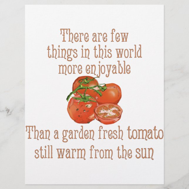 Sun Warmed Tomatoes Flyer (Front)