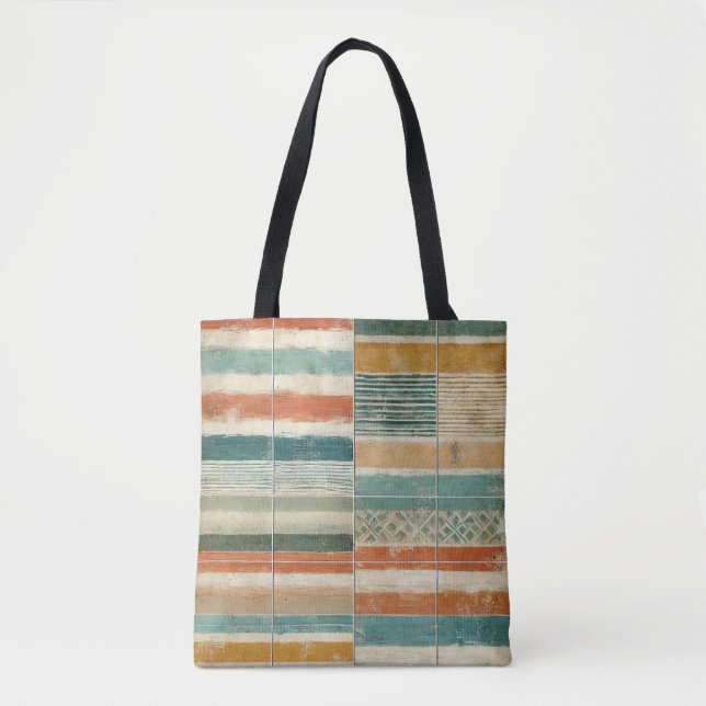 Sun washed coastal stripes Tote bag (Front)