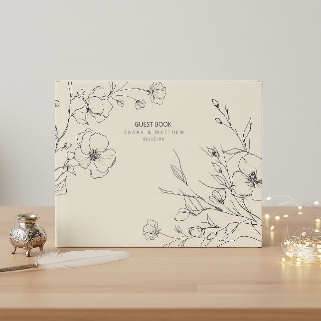 Sun-Washed Garden Wedding Floral Outlines ID1283 Guest Book (Creator Uploaded)