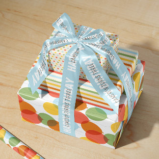 Sun-Washed Natural Colours Mixed Pattern Birthday Wrapping Paper Sheet