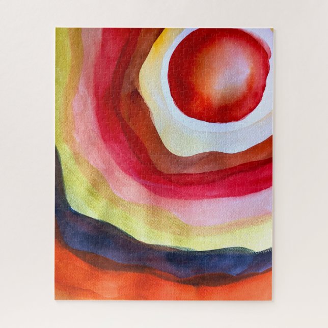 Sun watercolor sunset art jigsaw puzzle (Vertical)