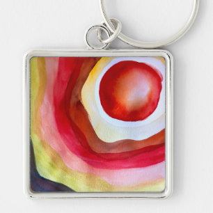 Sun watercolor sunset art key ring