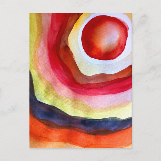 Sun watercolor sunset art postcard (Front)