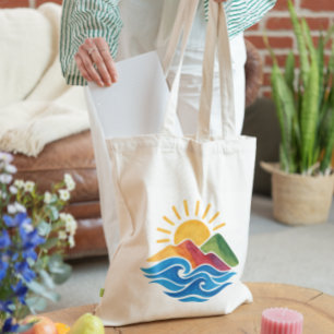 Sun Waves Mountain Nature Tote Bag