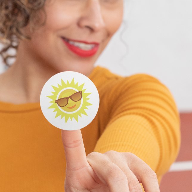 Sun Wearing Sunglasses Classic Round Sticker (Creator Uploaded)