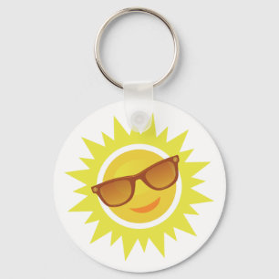 Sun Wearing Sunglasses Key Ring