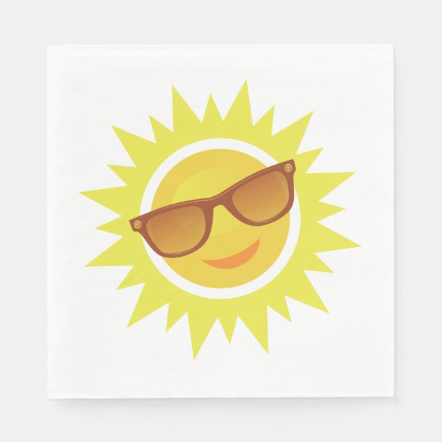 Sun Wearing Sunglasses Napkin (Front)