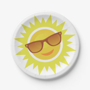 Sun Wearing Sunglasses Paper Plate